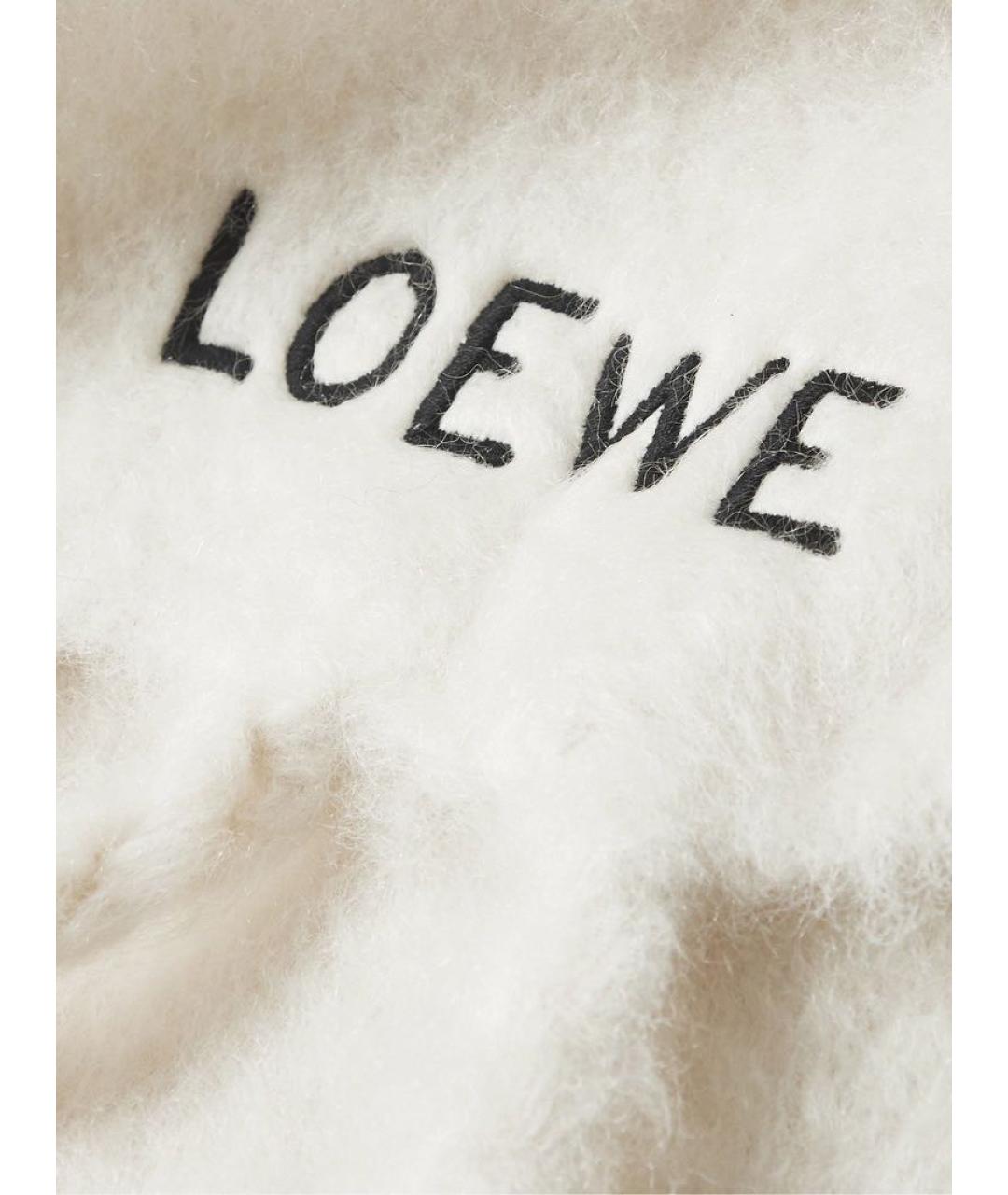 LOEWE Белый шерстяной шарф, фото 8