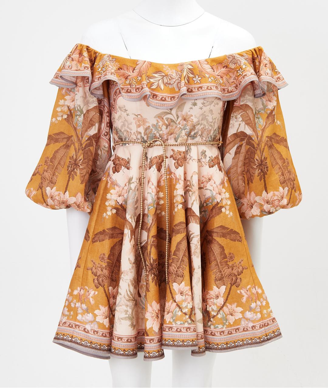 ZIMMERMANN Коричневое льняное повседневное платье, фото 9