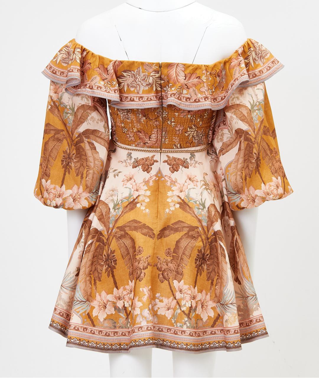 ZIMMERMANN Коричневое льняное повседневное платье, фото 2