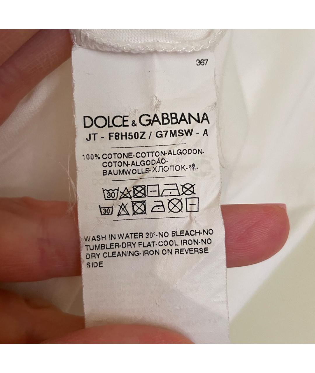 DOLCE&GABBANA Белая хлопковая футболка, фото 3