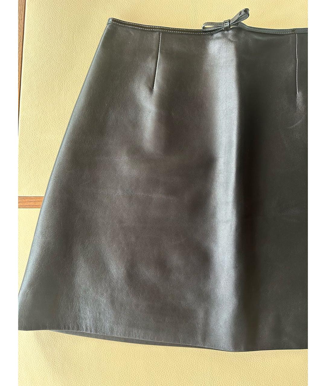 MIU MIU Черная кожаная юбка мини, фото 4