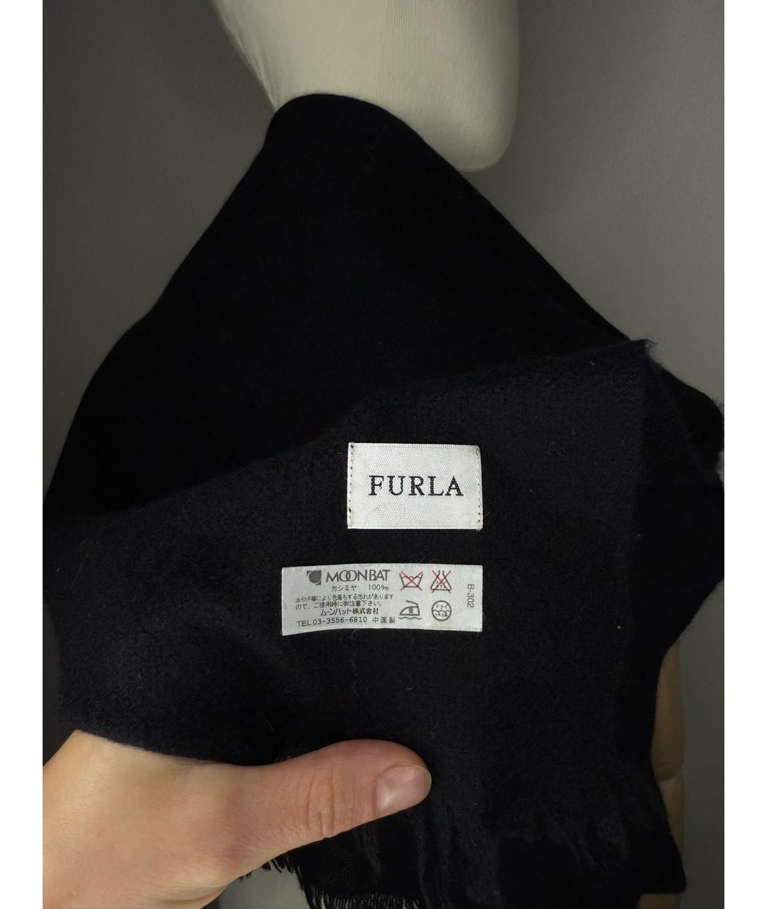 FURLA Черный кашемировый шарф, фото 4
