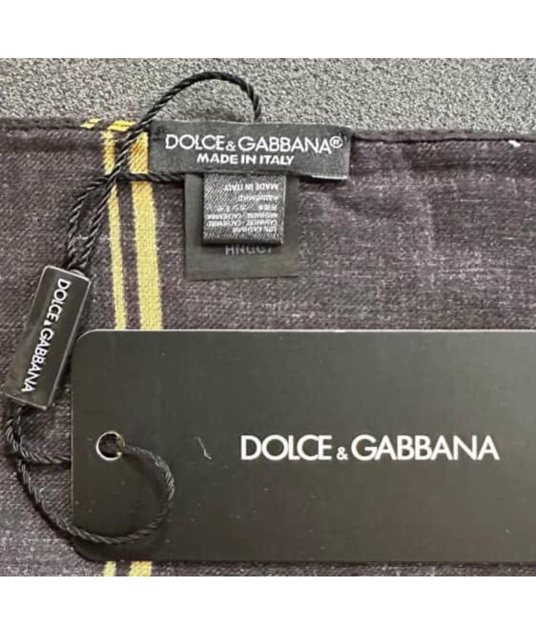 DOLCE&GABBANA Черный хлопковый шарф, фото 3