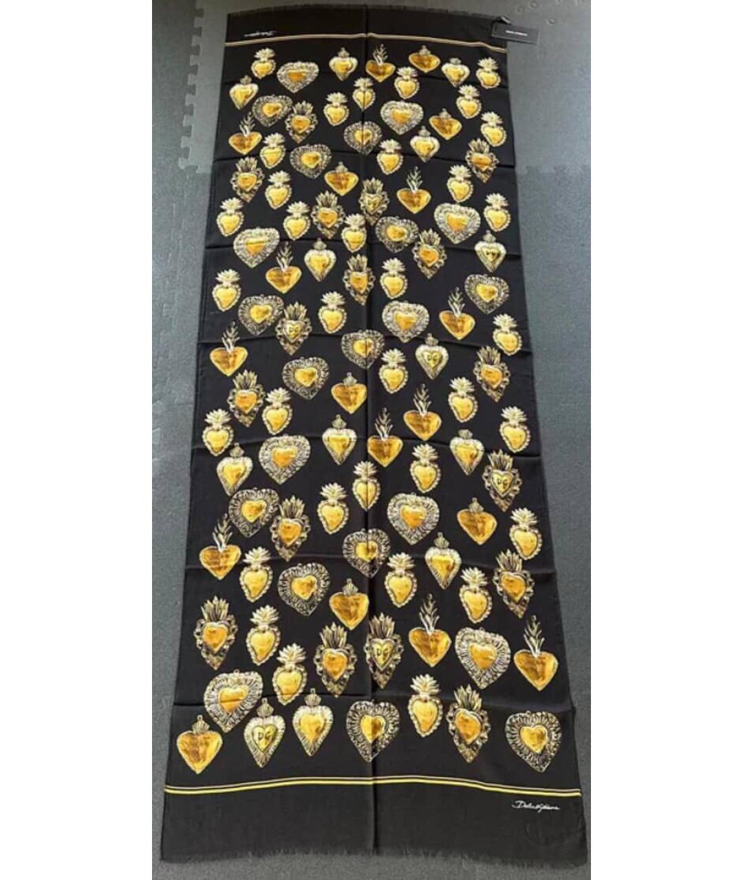 DOLCE&GABBANA Черный хлопковый шарф, фото 5