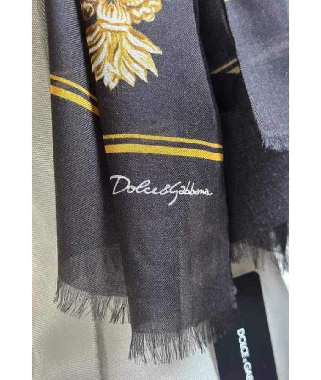 DOLCE&GABBANA Черный хлопковый шарф, фото 2