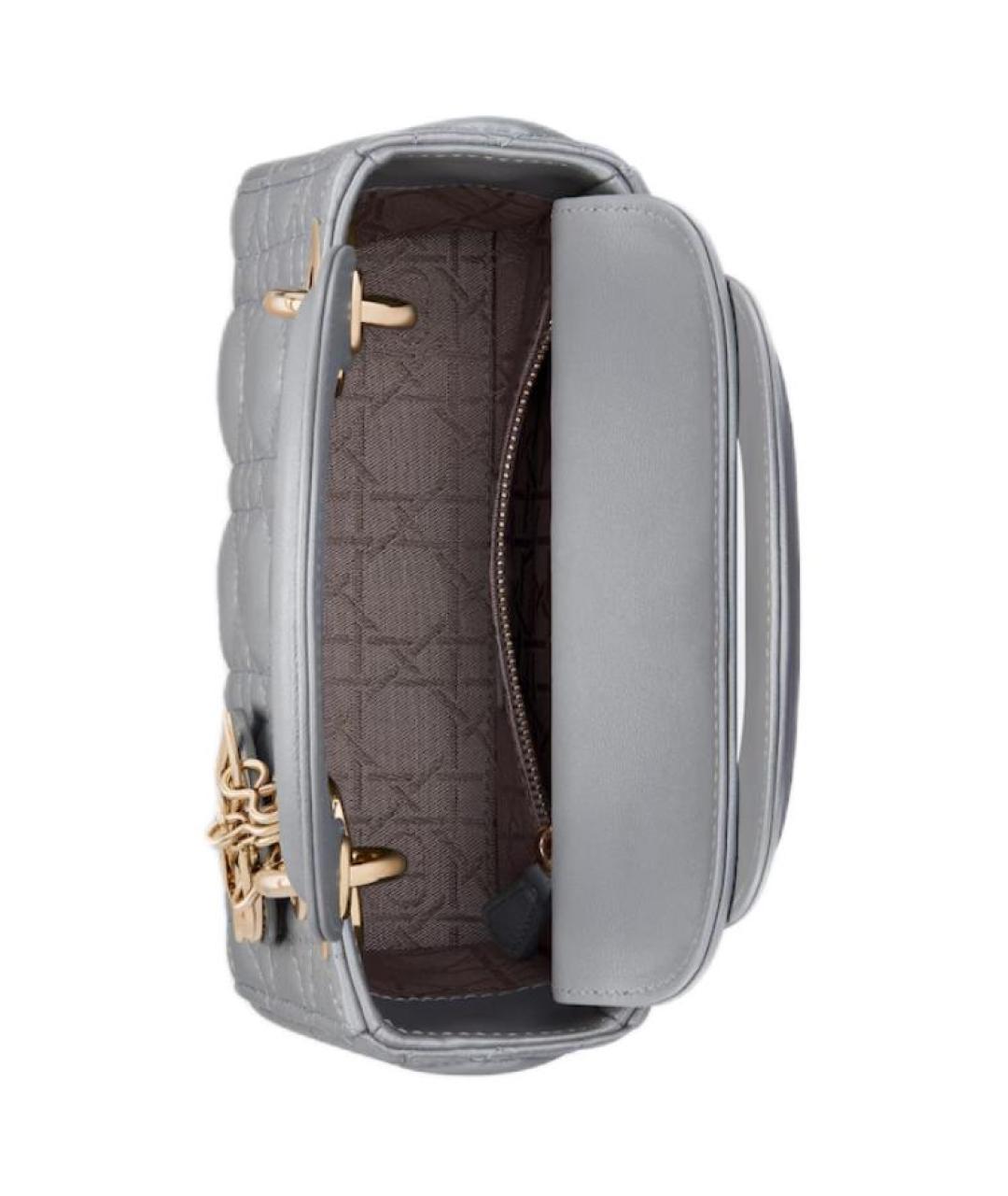 CHRISTIAN DIOR Серая кожаная сумка с короткими ручками, фото 4