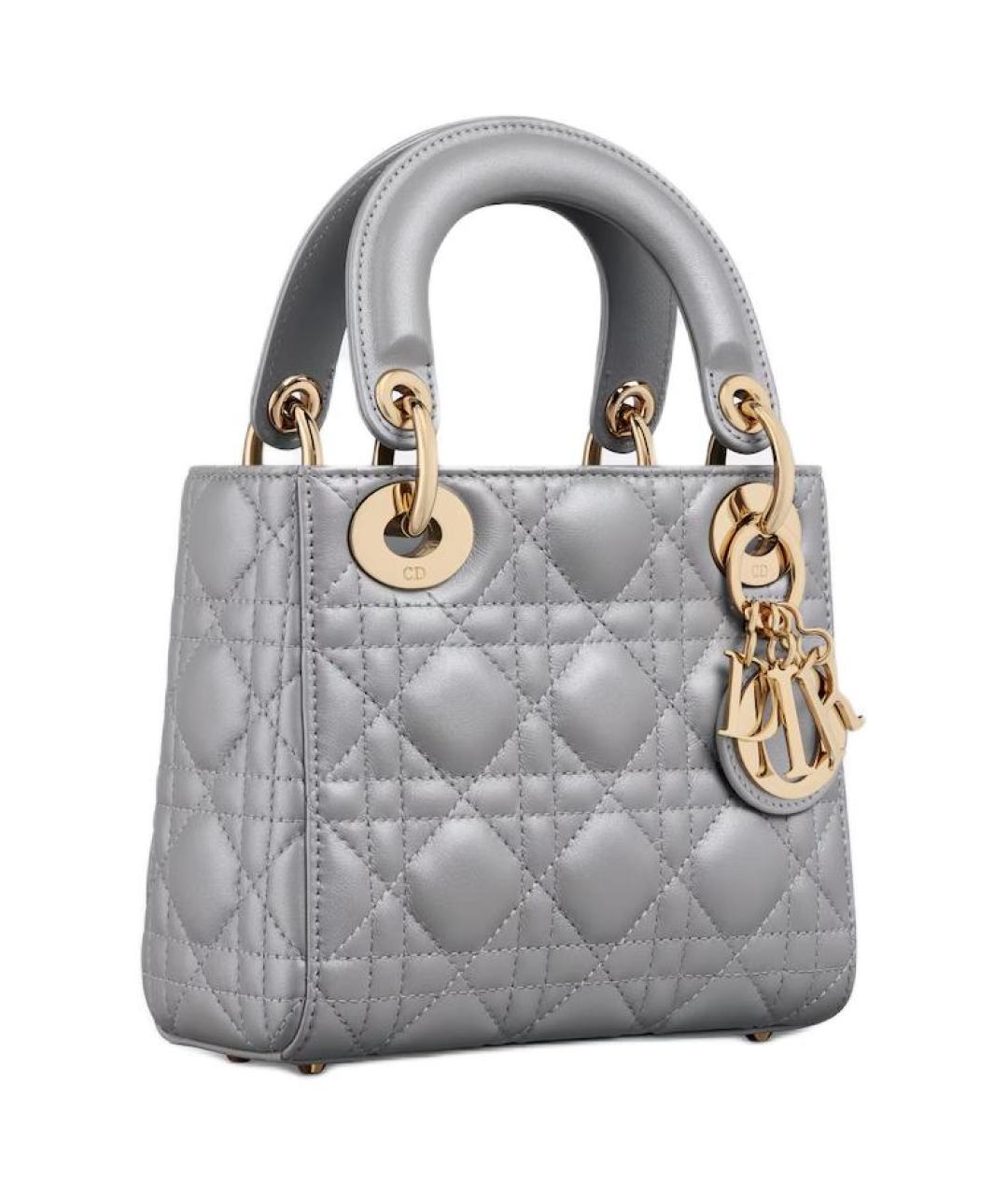 CHRISTIAN DIOR Серая кожаная сумка с короткими ручками, фото 2