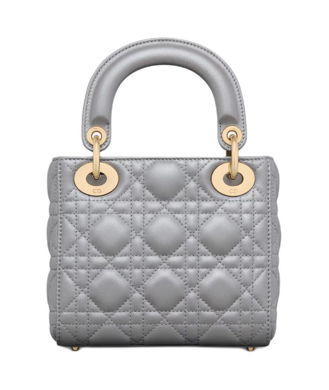 CHRISTIAN DIOR Серая кожаная сумка с короткими ручками, фото 3