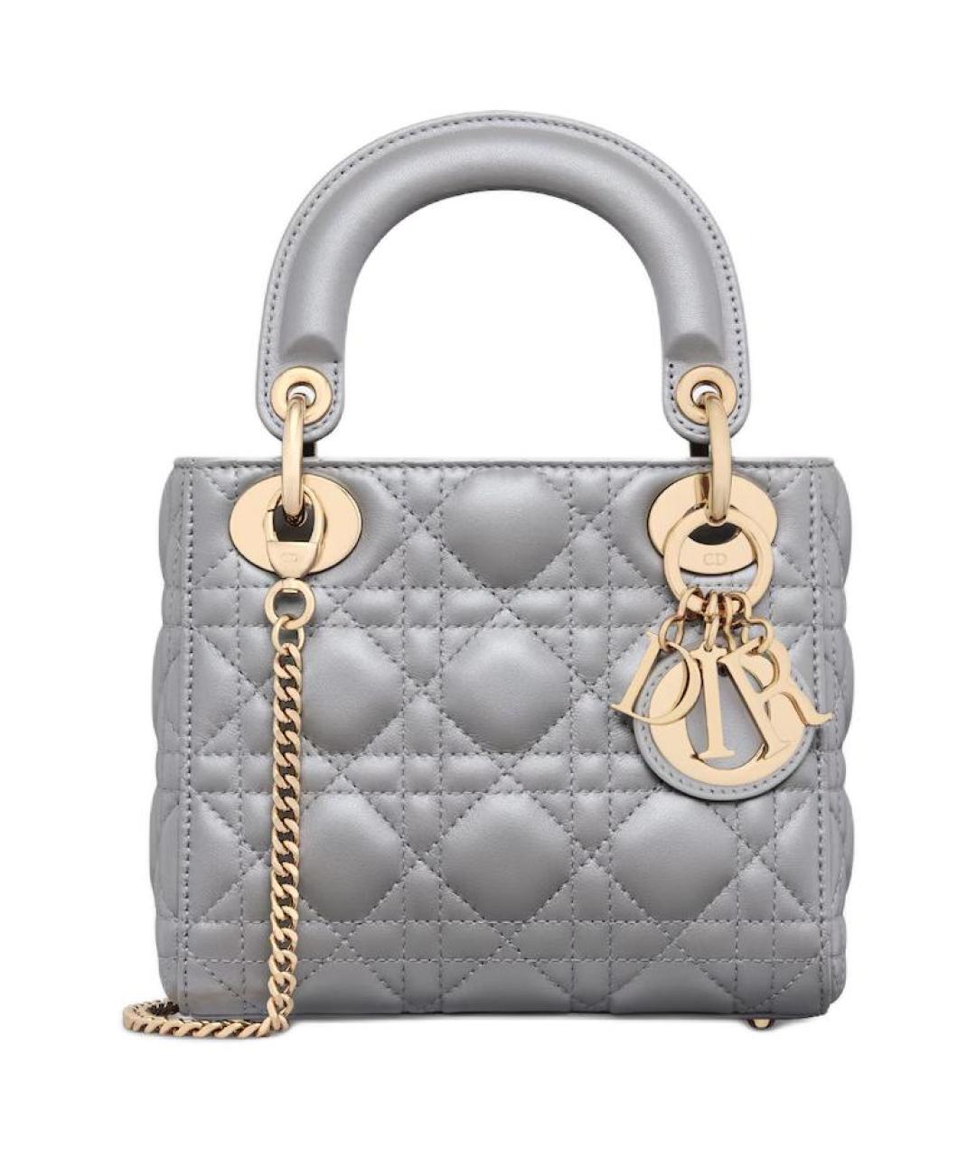 CHRISTIAN DIOR Серая кожаная сумка с короткими ручками, фото 1