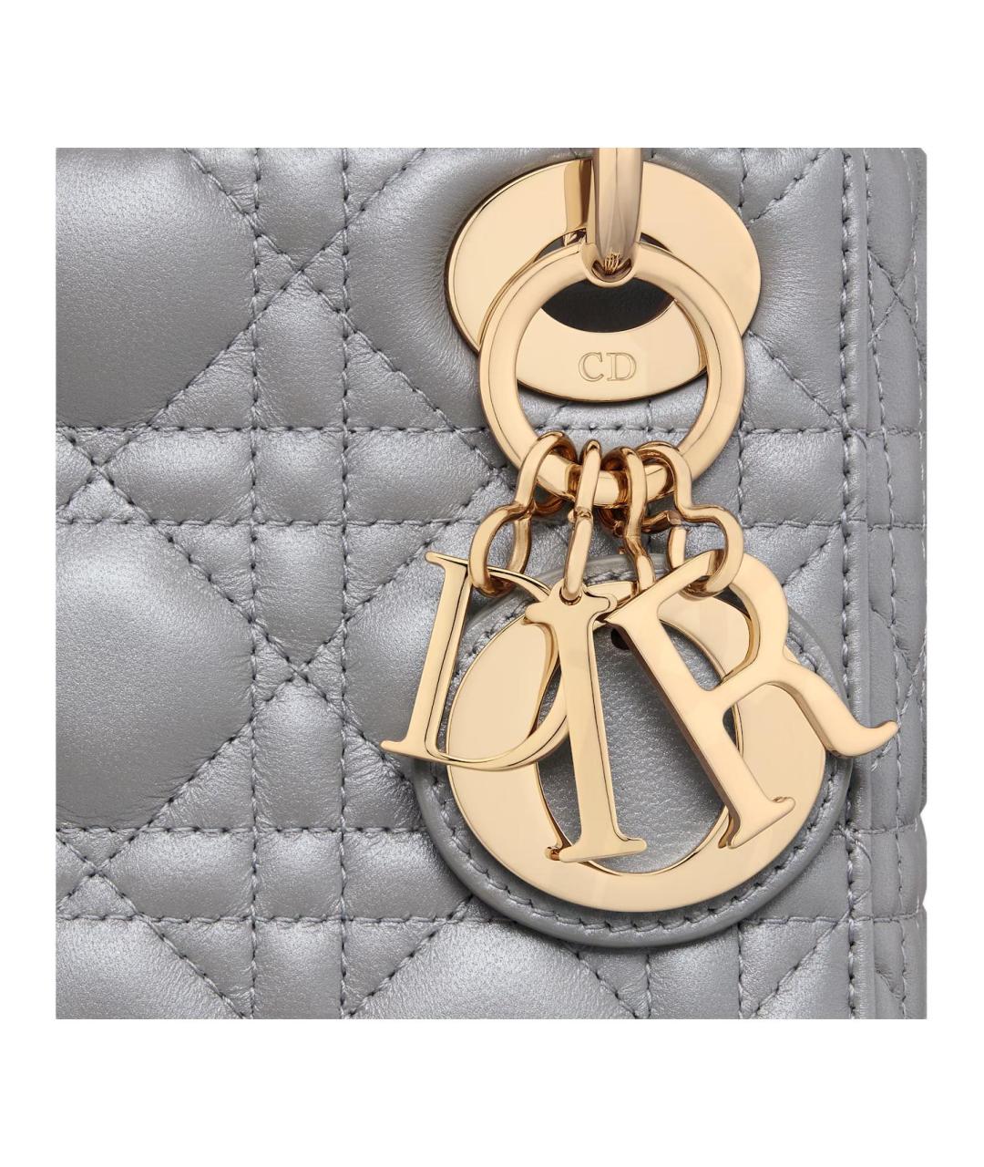 CHRISTIAN DIOR Серая кожаная сумка с короткими ручками, фото 6