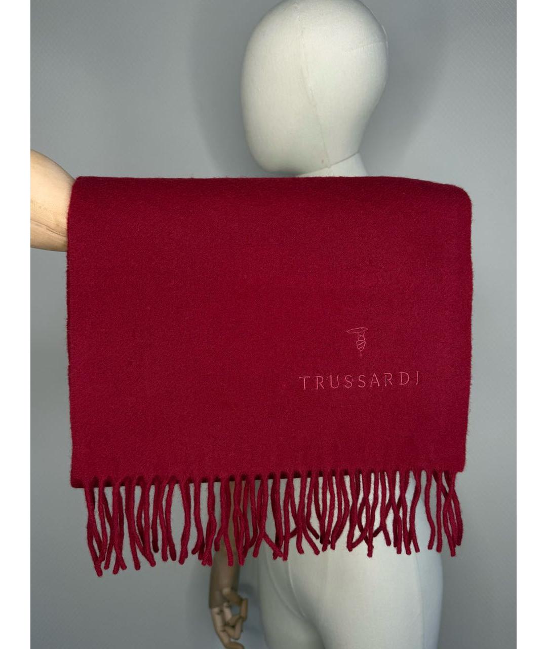 TRUSSARDI Бордовый кашемировый шарф, фото 2