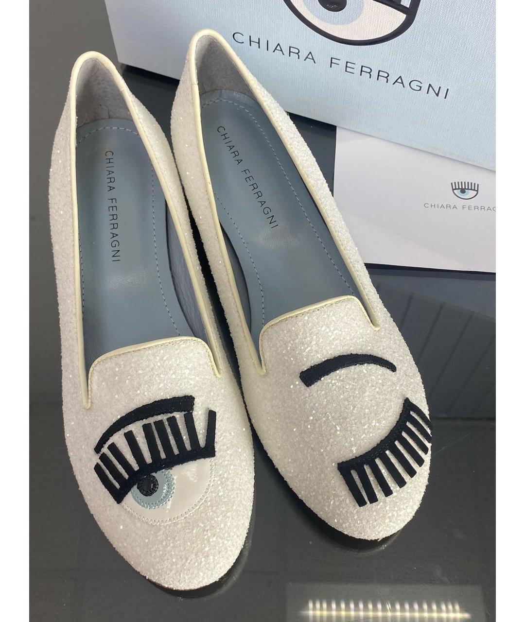 CHIARA FERRAGNI Белые лодочки на низком каблуке, фото 5