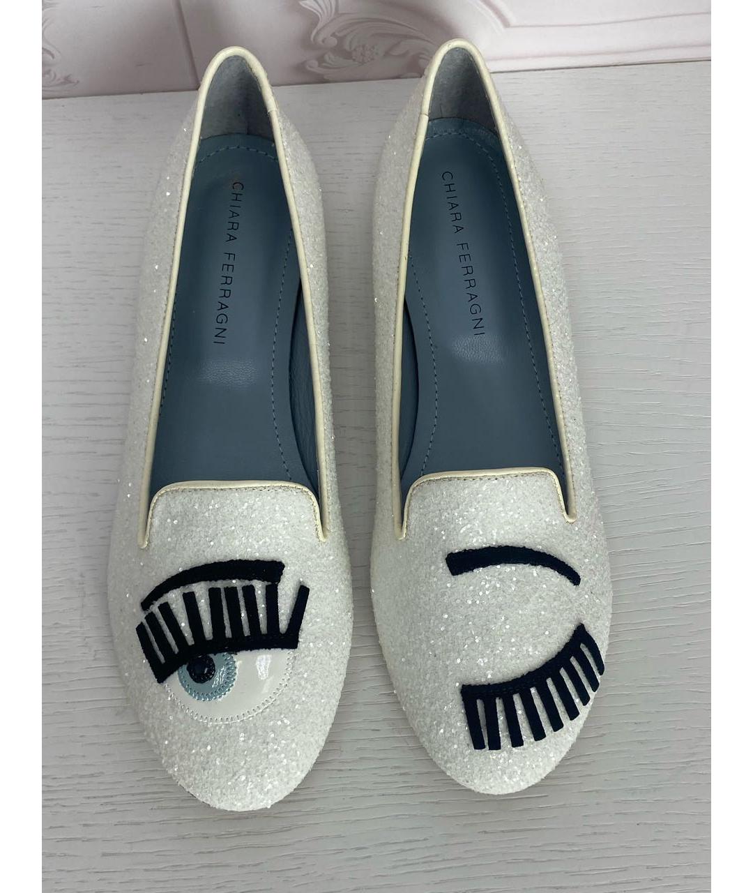 CHIARA FERRAGNI Белые лодочки на низком каблуке, фото 2