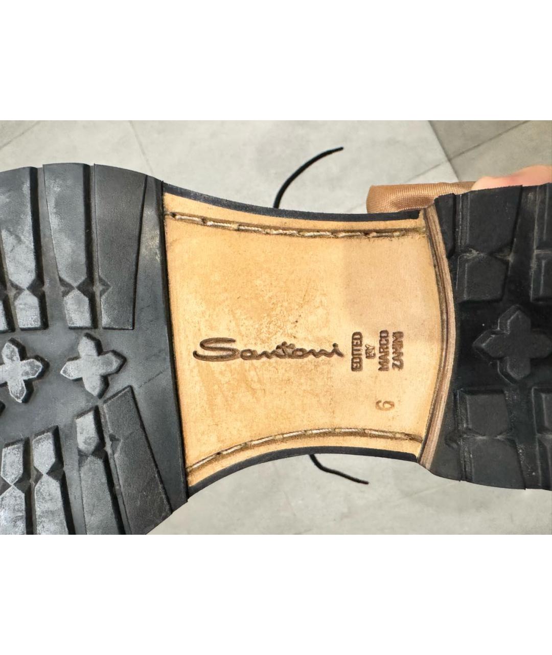 SANTONI Черные кожаные высокие ботинки, фото 6