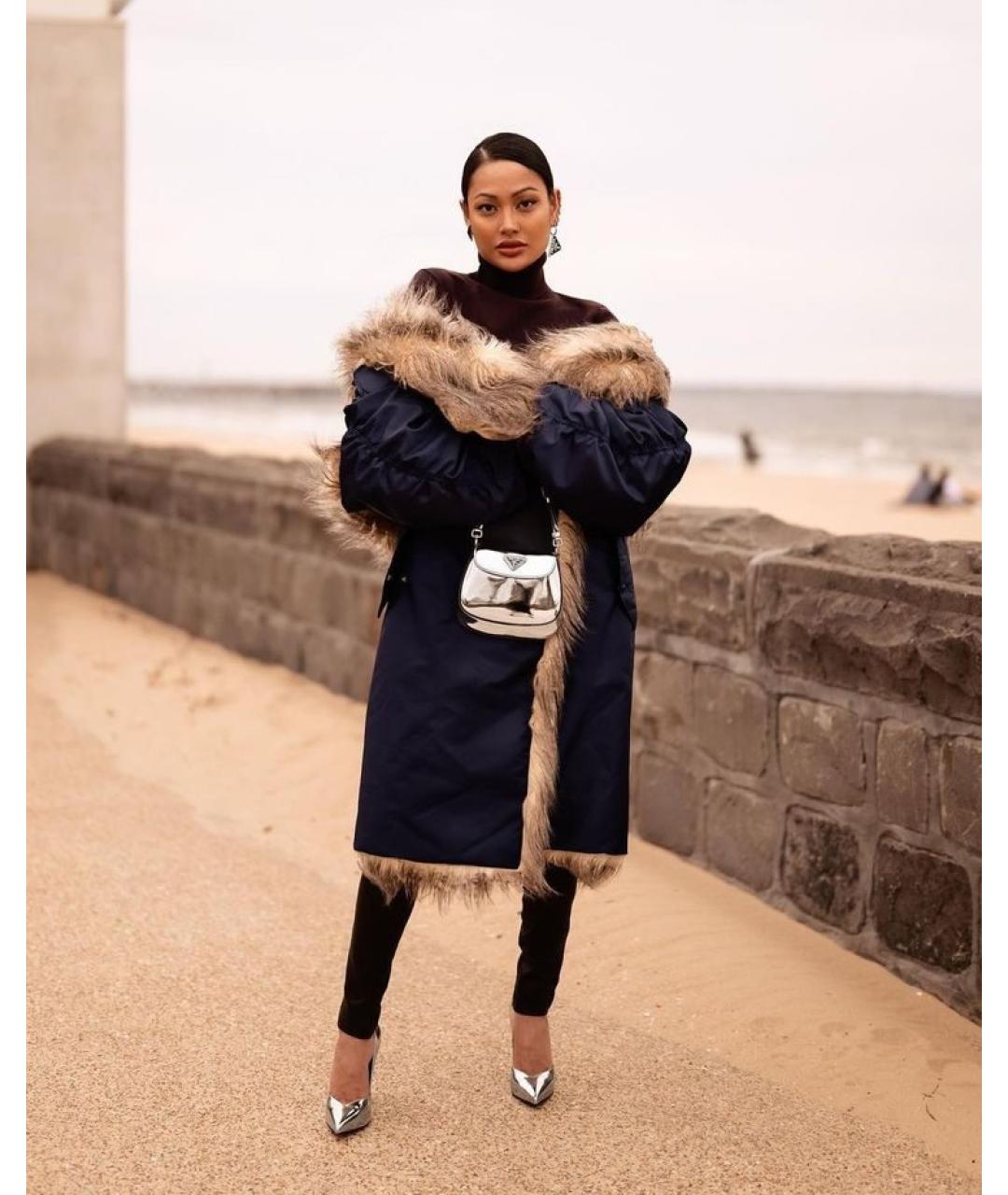 PRADA Темно-синяя полиамидовая парка, фото 4