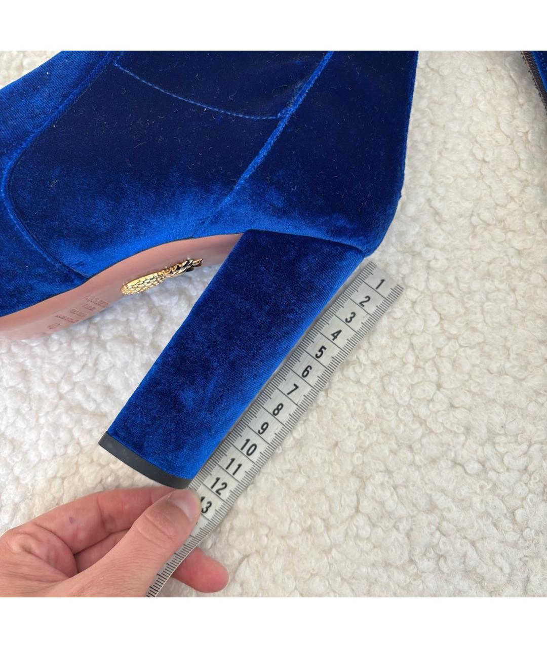 AQUAZZURA Синие бархатные ботфорты, фото 3