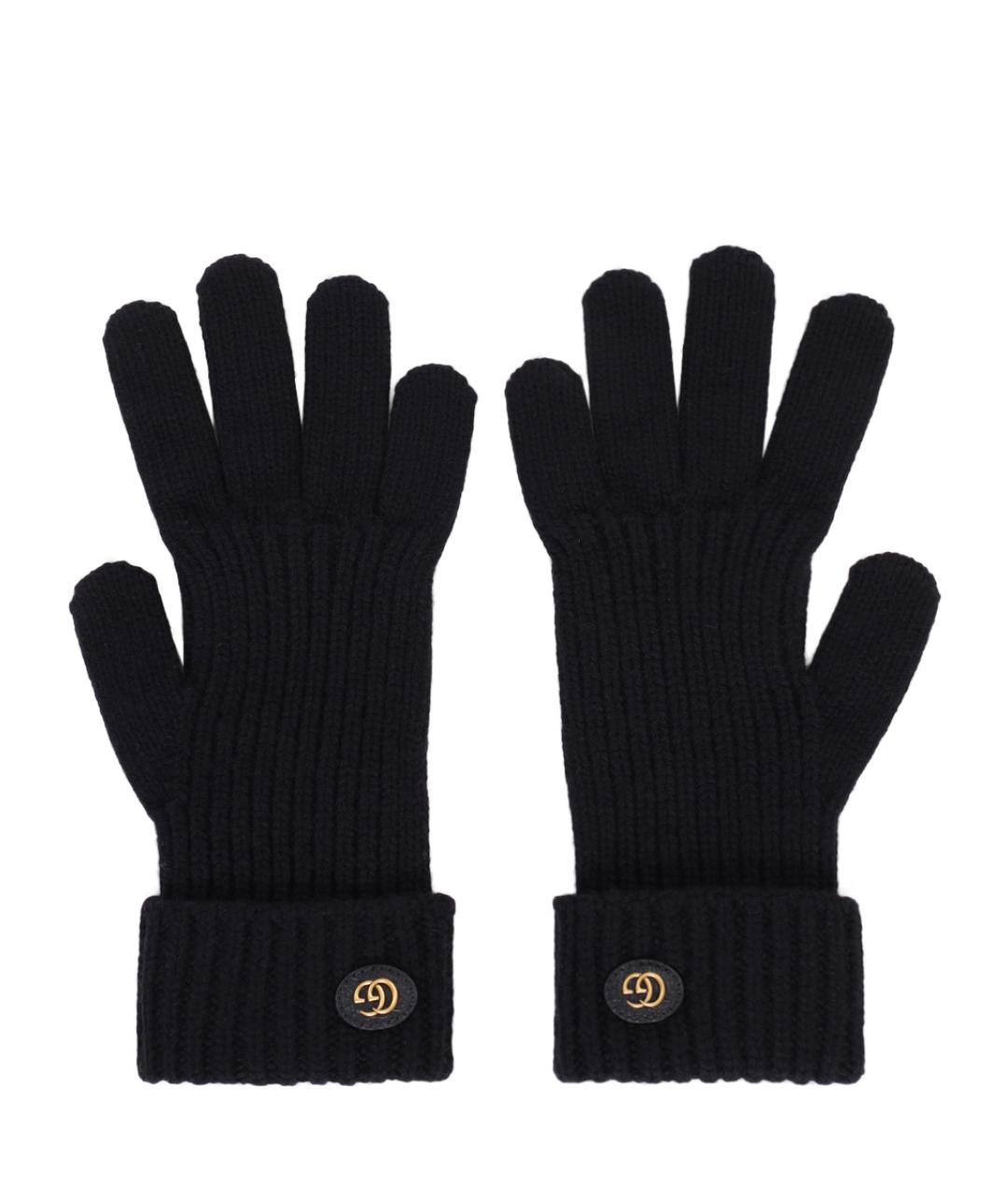GUCCI Черные шерстяные перчатки, фото 1