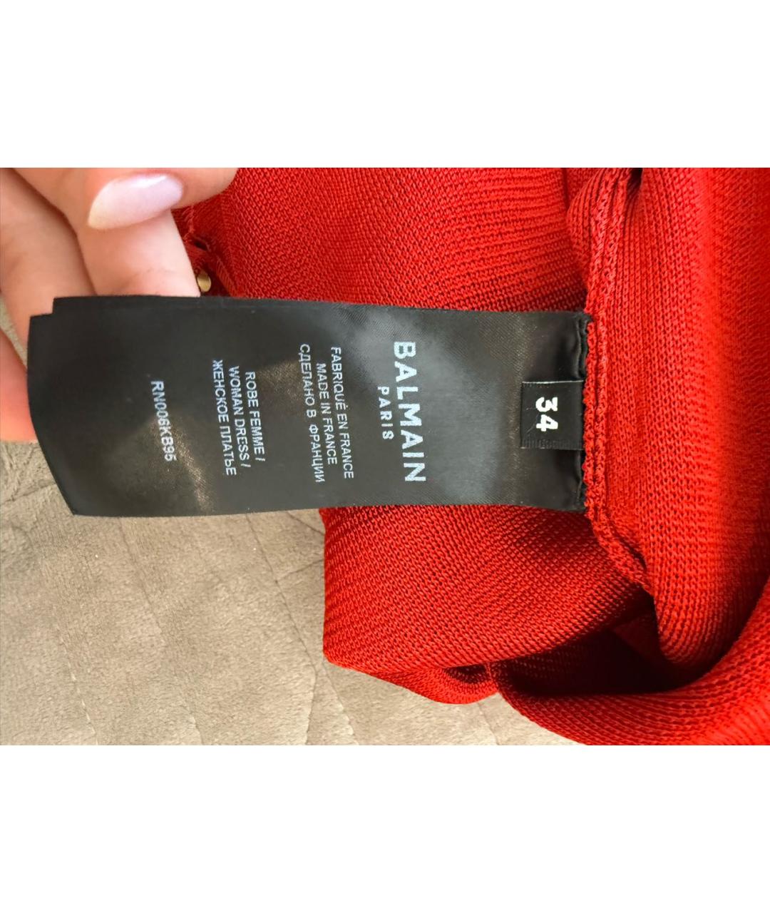 BALMAIN Красное вискозное вечернее платье, фото 4