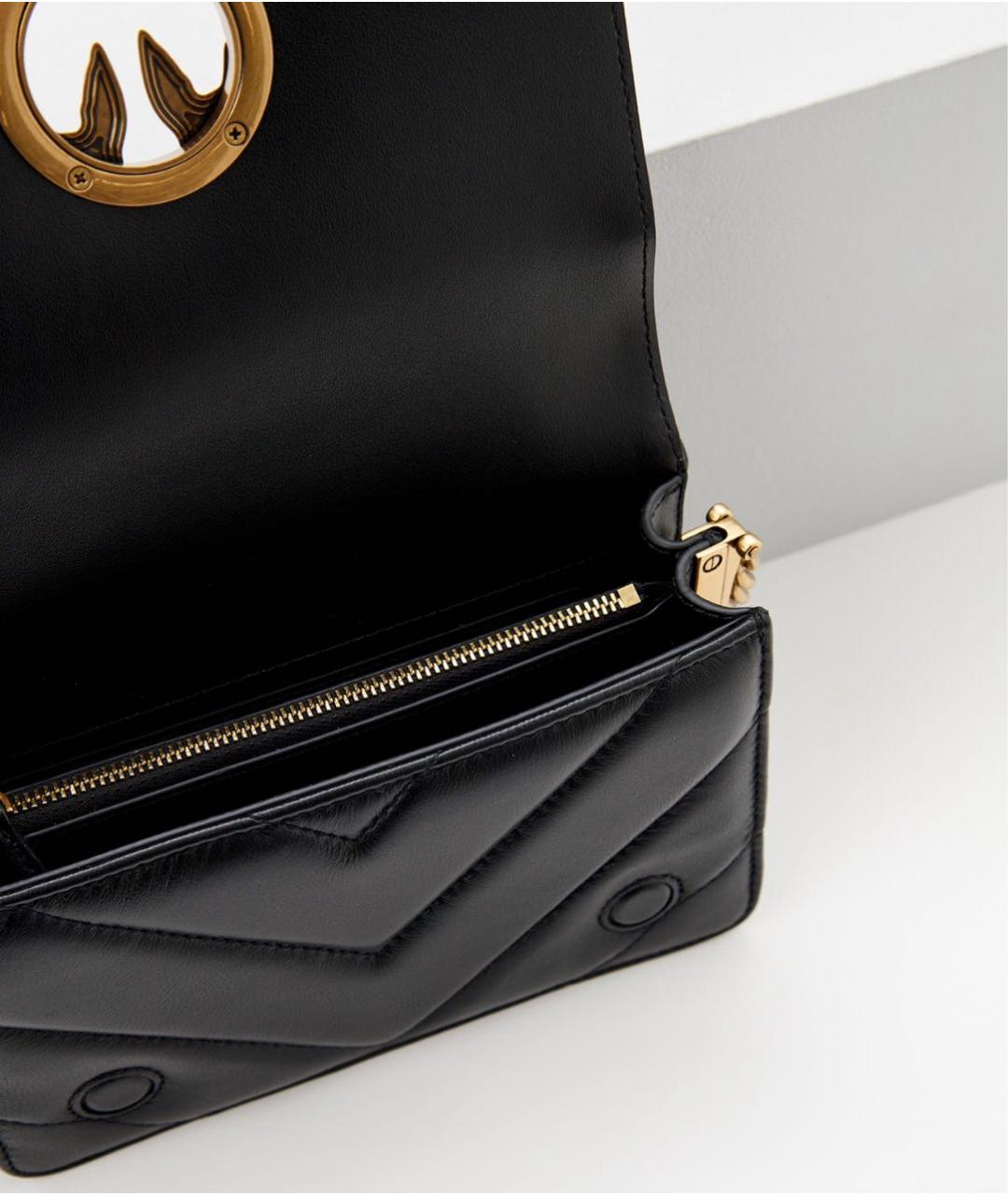 PINKO Черная кожаная сумка через плечо, фото 3