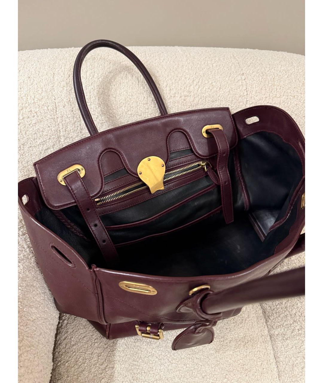 RALPH LAUREN Бордовая кожаная сумка с короткими ручками, фото 4