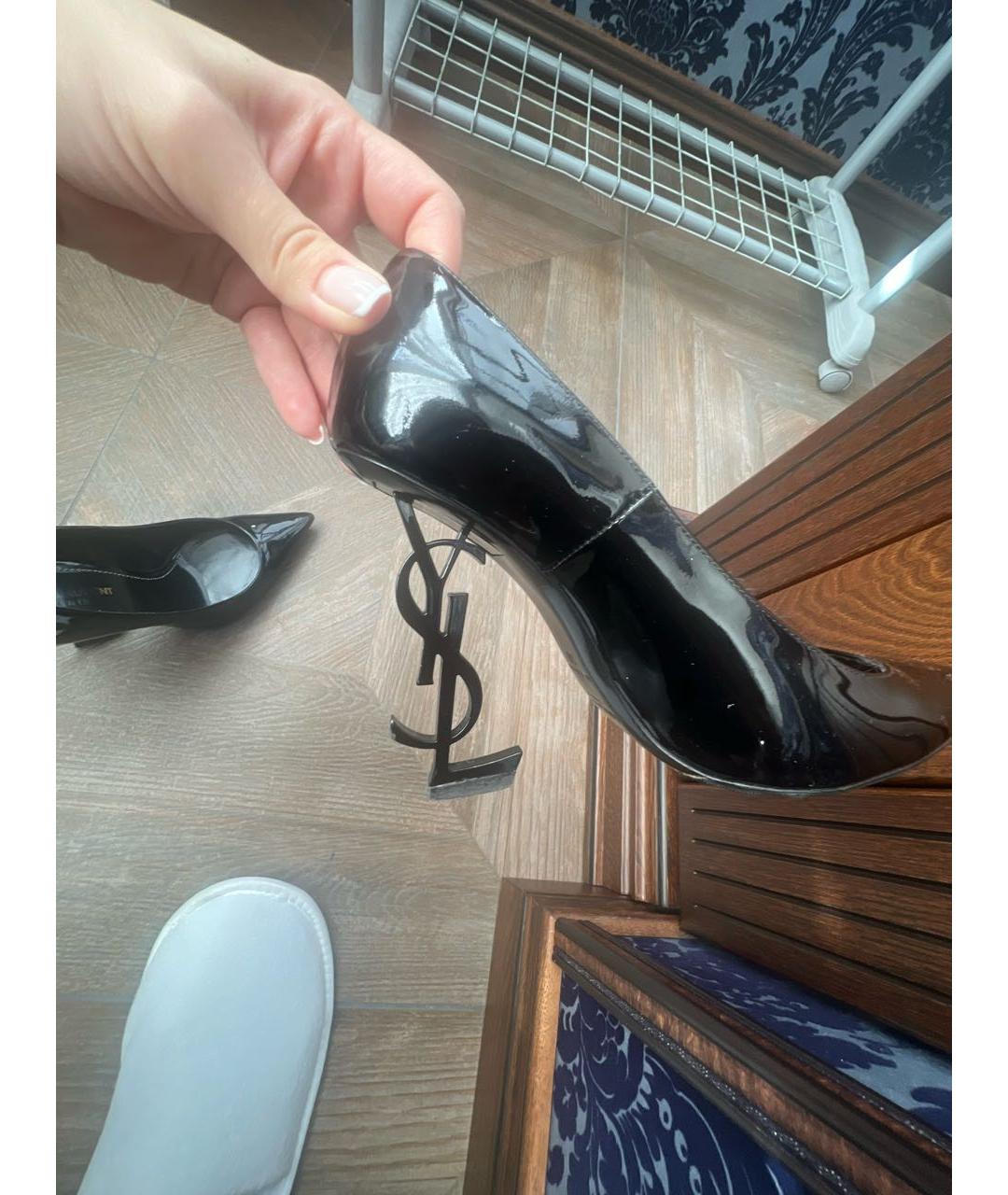 SAINT LAURENT Черные туфли из лакированной кожи, фото 5