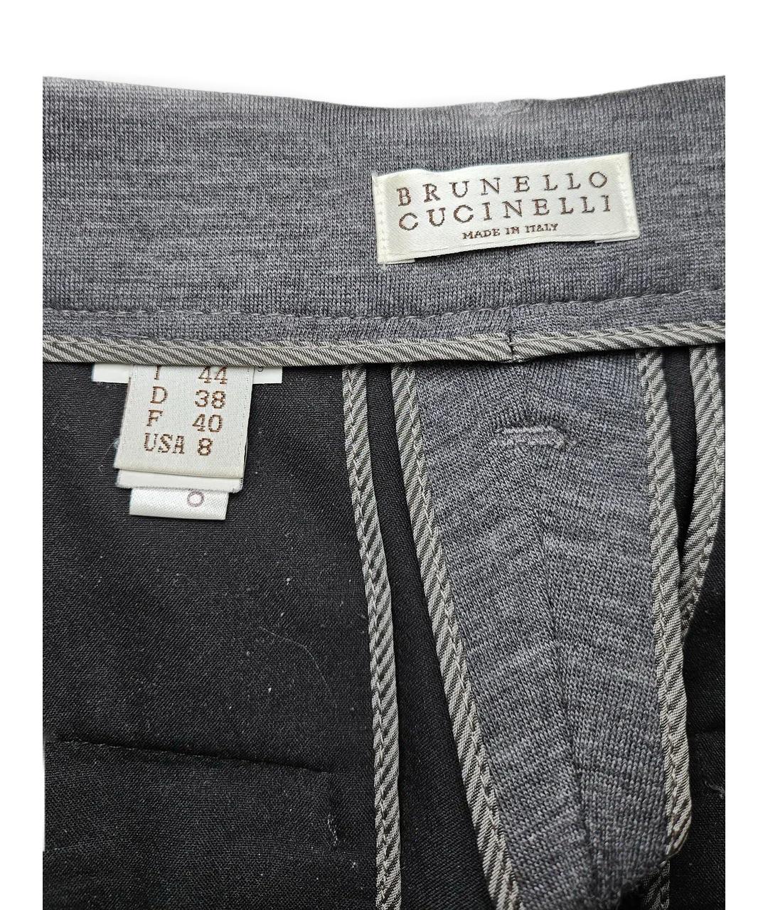 BRUNELLO CUCINELLI Серые шерстяные прямые брюки, фото 4