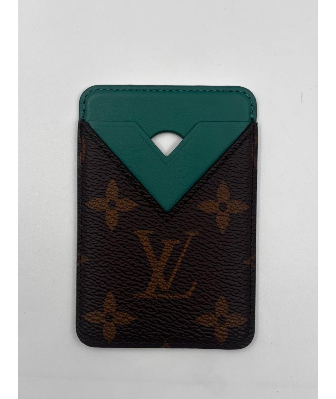 LOUIS VUITTON Зеленый кожаный кардхолдер, фото 2