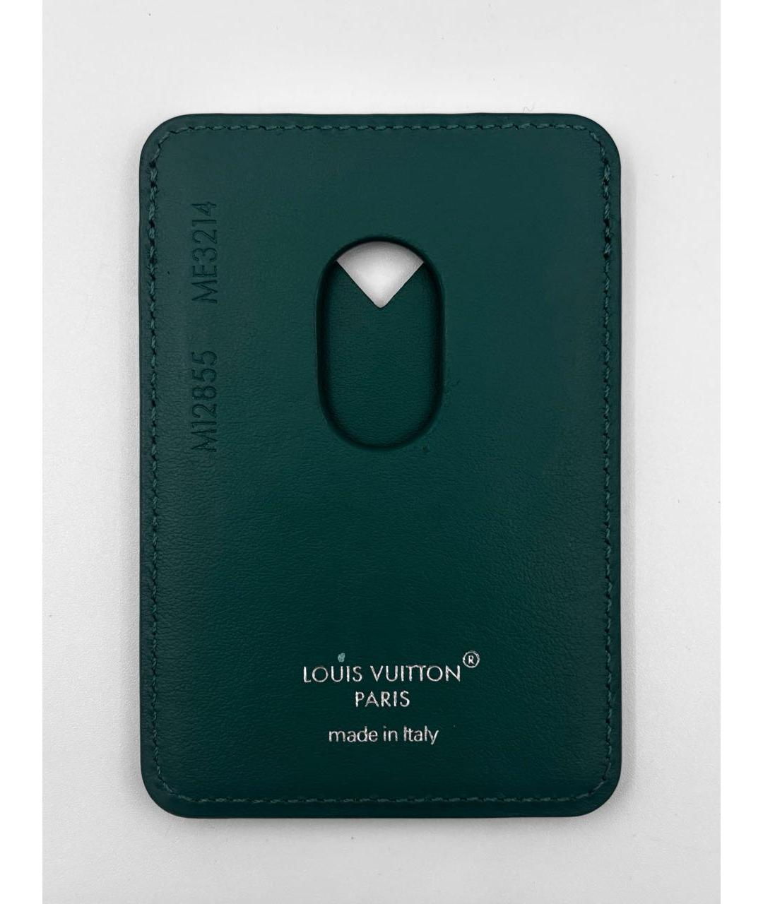 LOUIS VUITTON Зеленый кожаный кардхолдер, фото 3