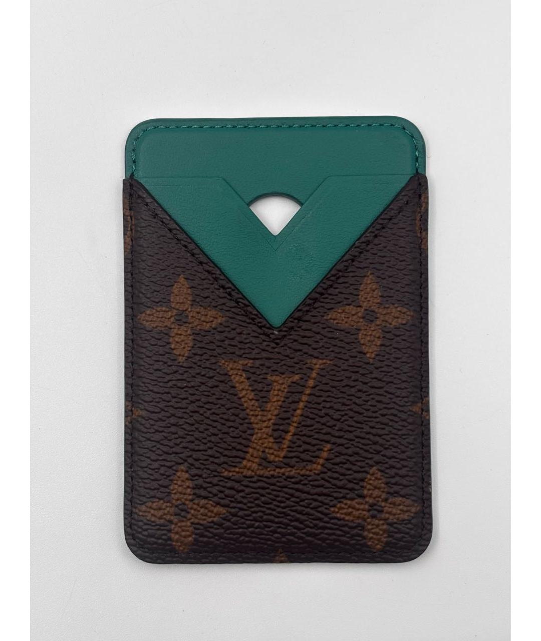 LOUIS VUITTON Зеленый кожаный кардхолдер, фото 2