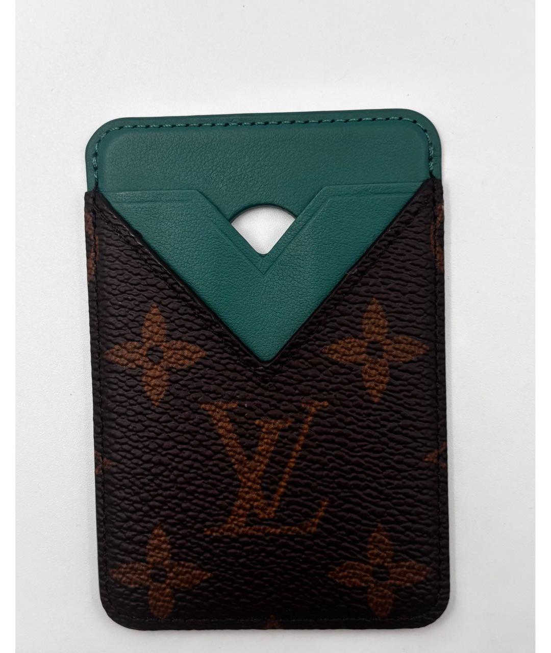 LOUIS VUITTON Зеленый кожаный кардхолдер, фото 3