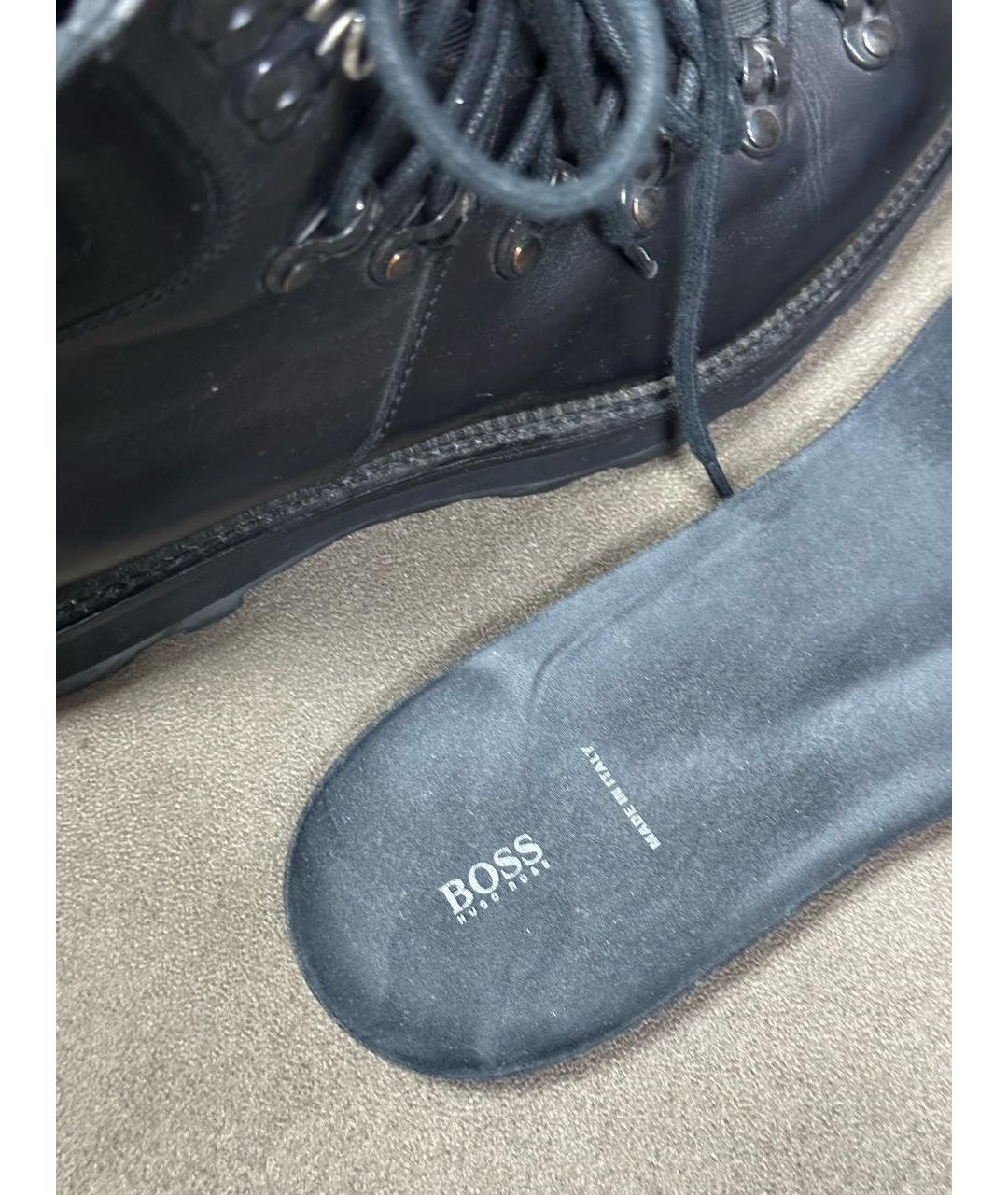 HUGO BOSS Черные кожаные высокие ботинки, фото 7