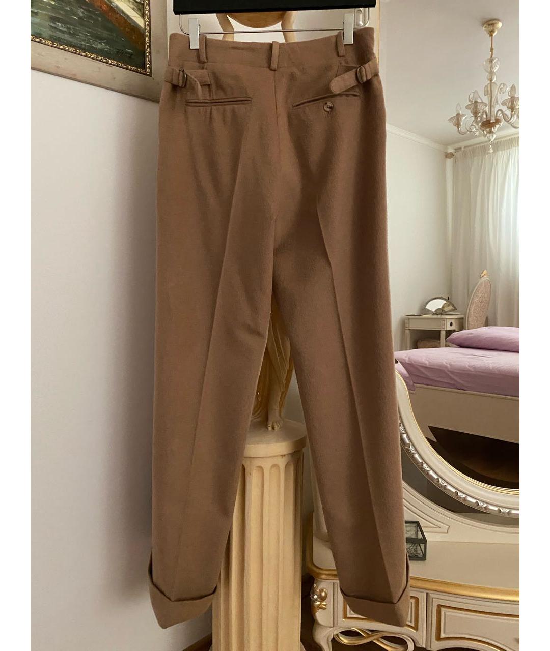 RALPH LAUREN Коричневые шерстяные брюки широкие, фото 2