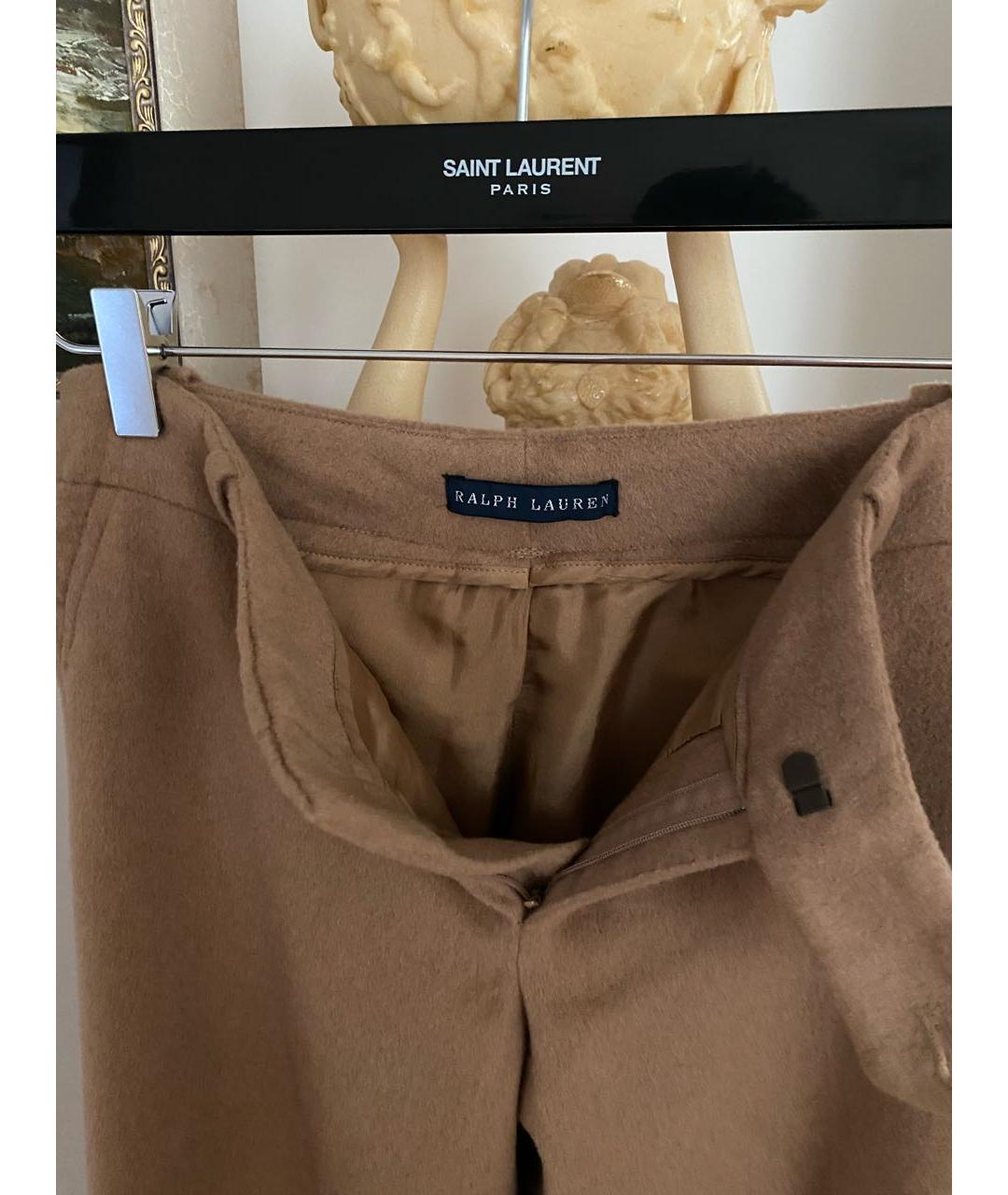 RALPH LAUREN Коричневые шерстяные брюки широкие, фото 4