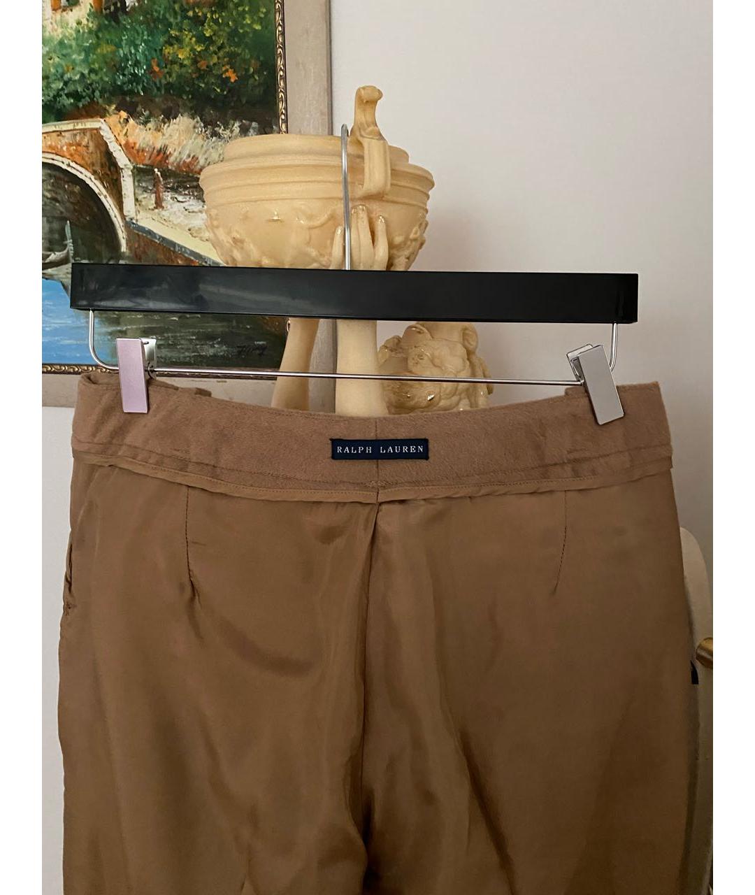 RALPH LAUREN Коричневые шерстяные брюки широкие, фото 3