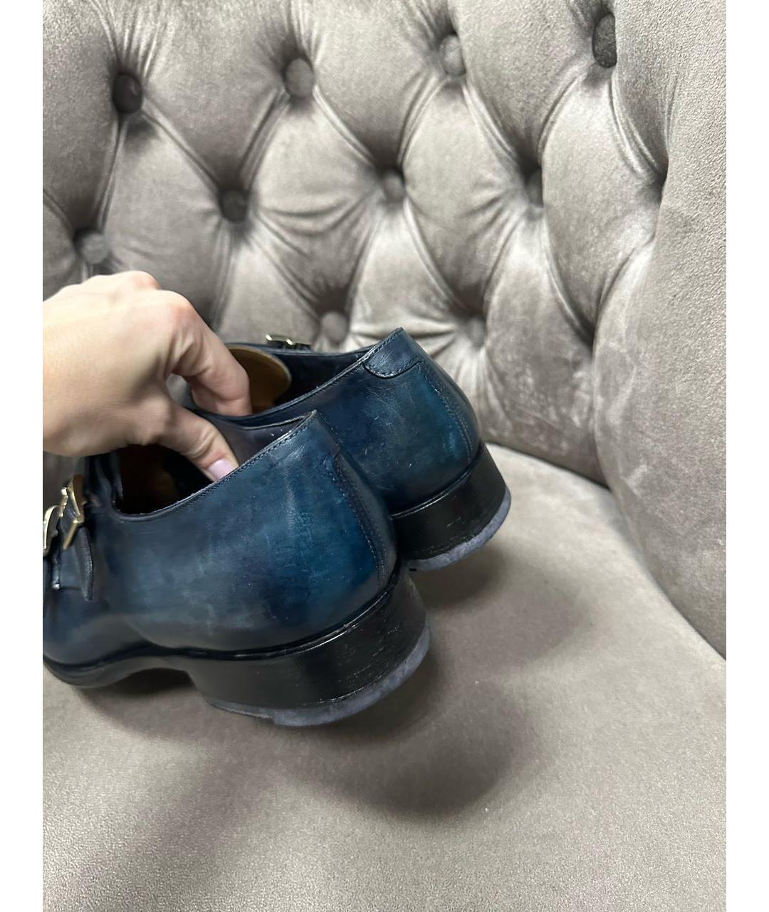 SANTONI Темно-синие кожаные лоферы, фото 4
