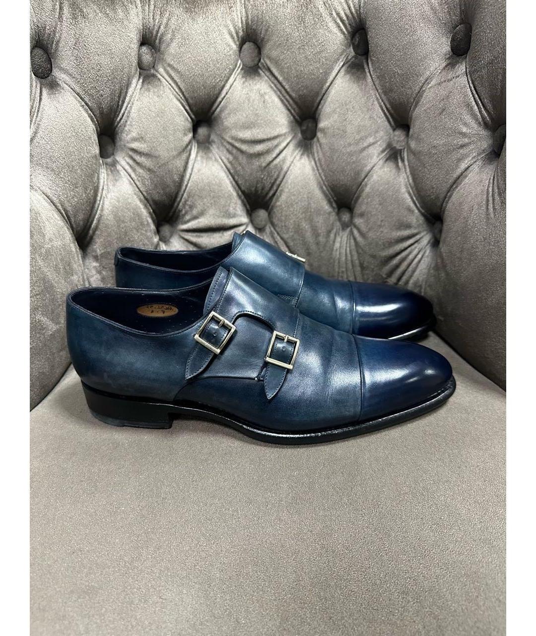 SANTONI Темно-синие кожаные лоферы, фото 7