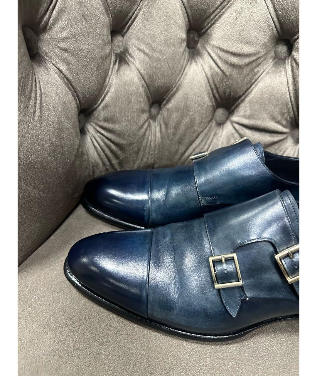 SANTONI Темно-синие кожаные лоферы, фото 2