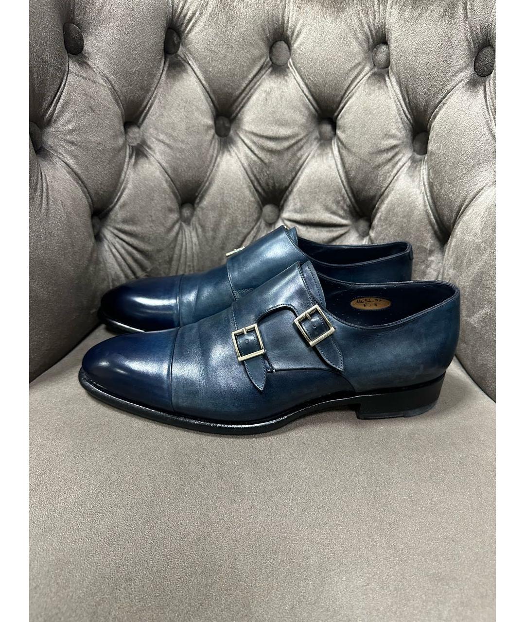 SANTONI Темно-синие кожаные лоферы, фото 6