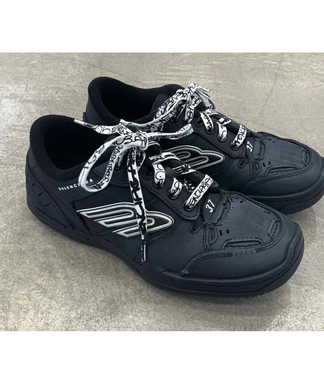 BALENCIAGA Черные кожаные кеды, фото 2