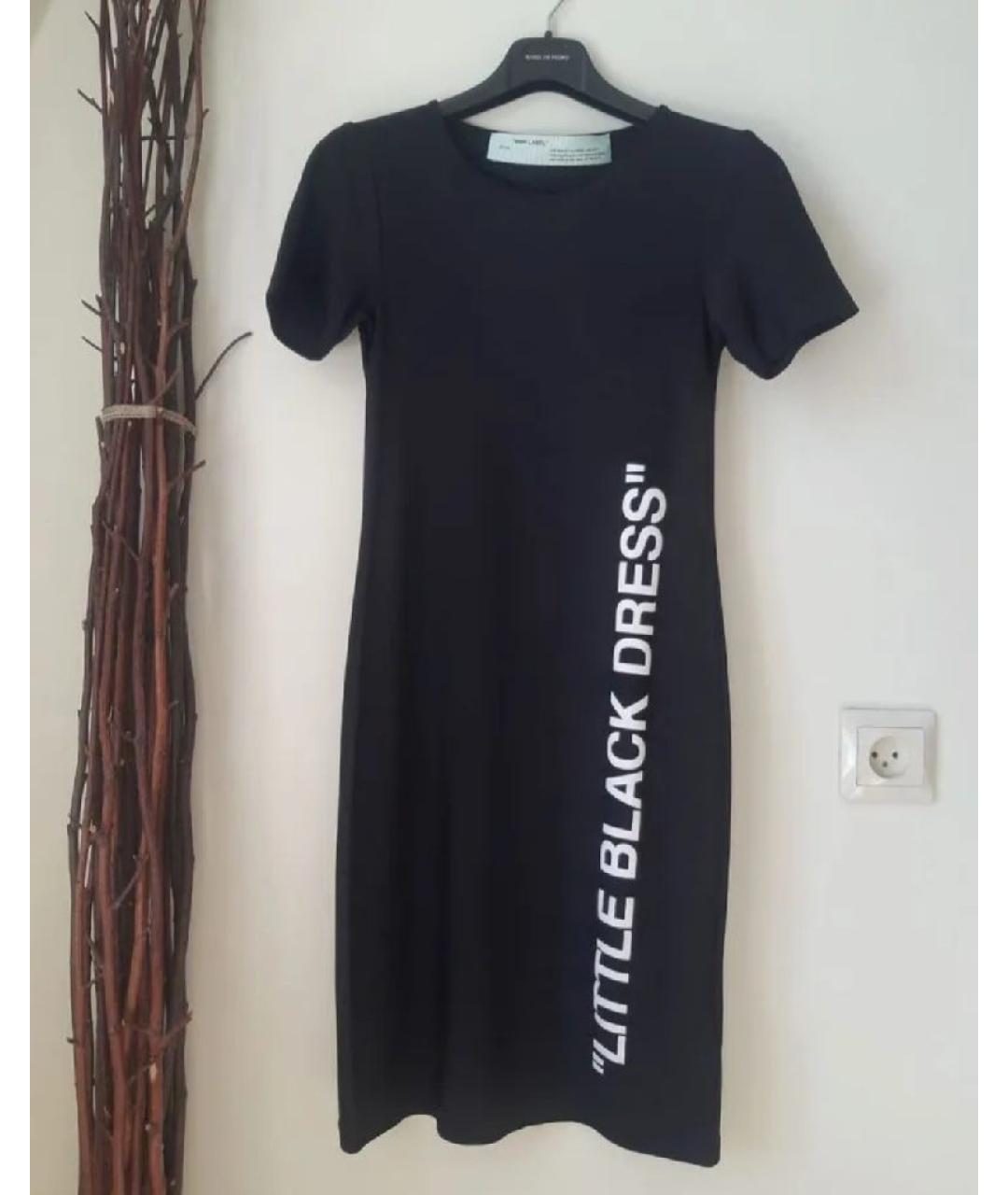 OFF-WHITE Черное вискозное повседневное платье, фото 7