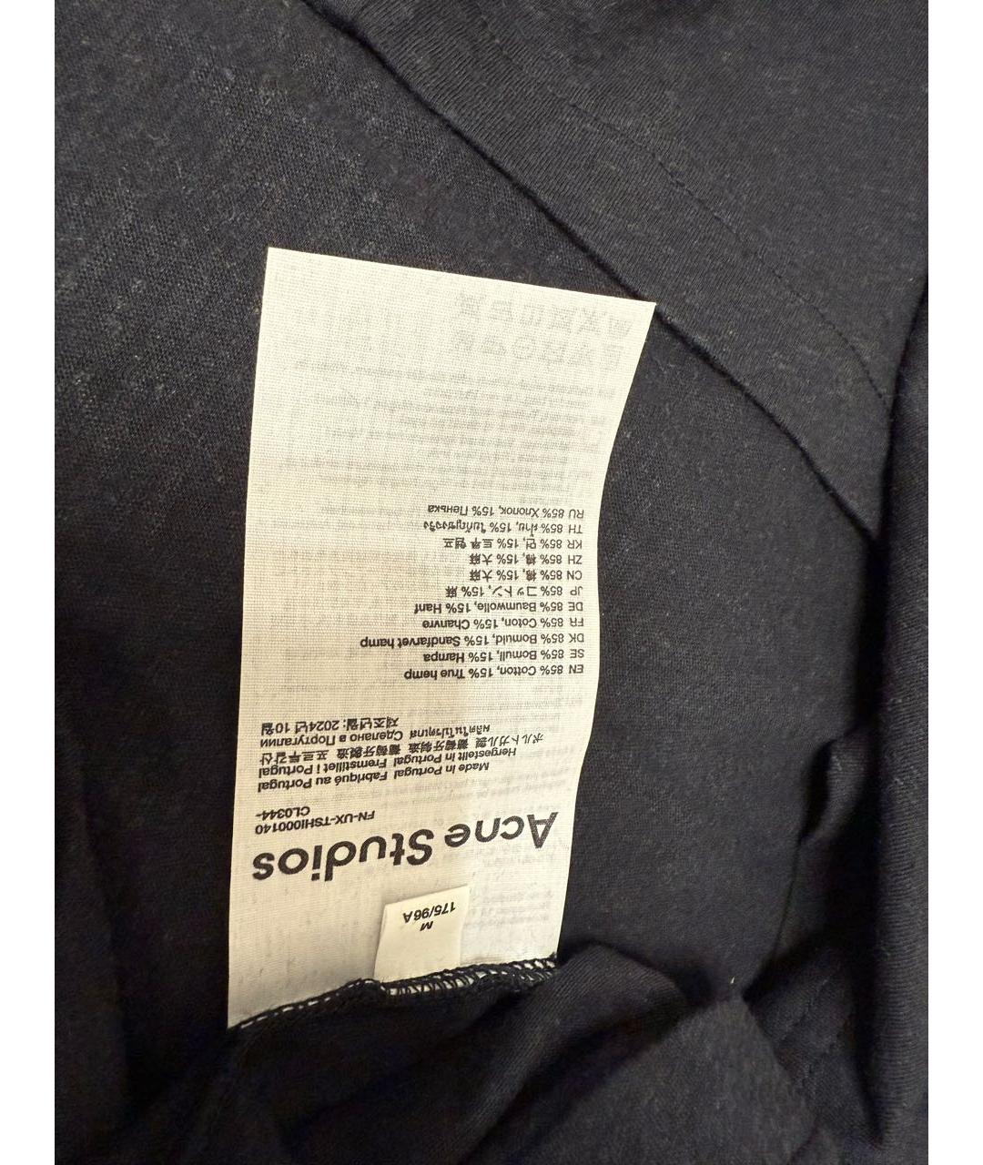 ACNE STUDIOS Черная хлопко-эластановая футболка, фото 5