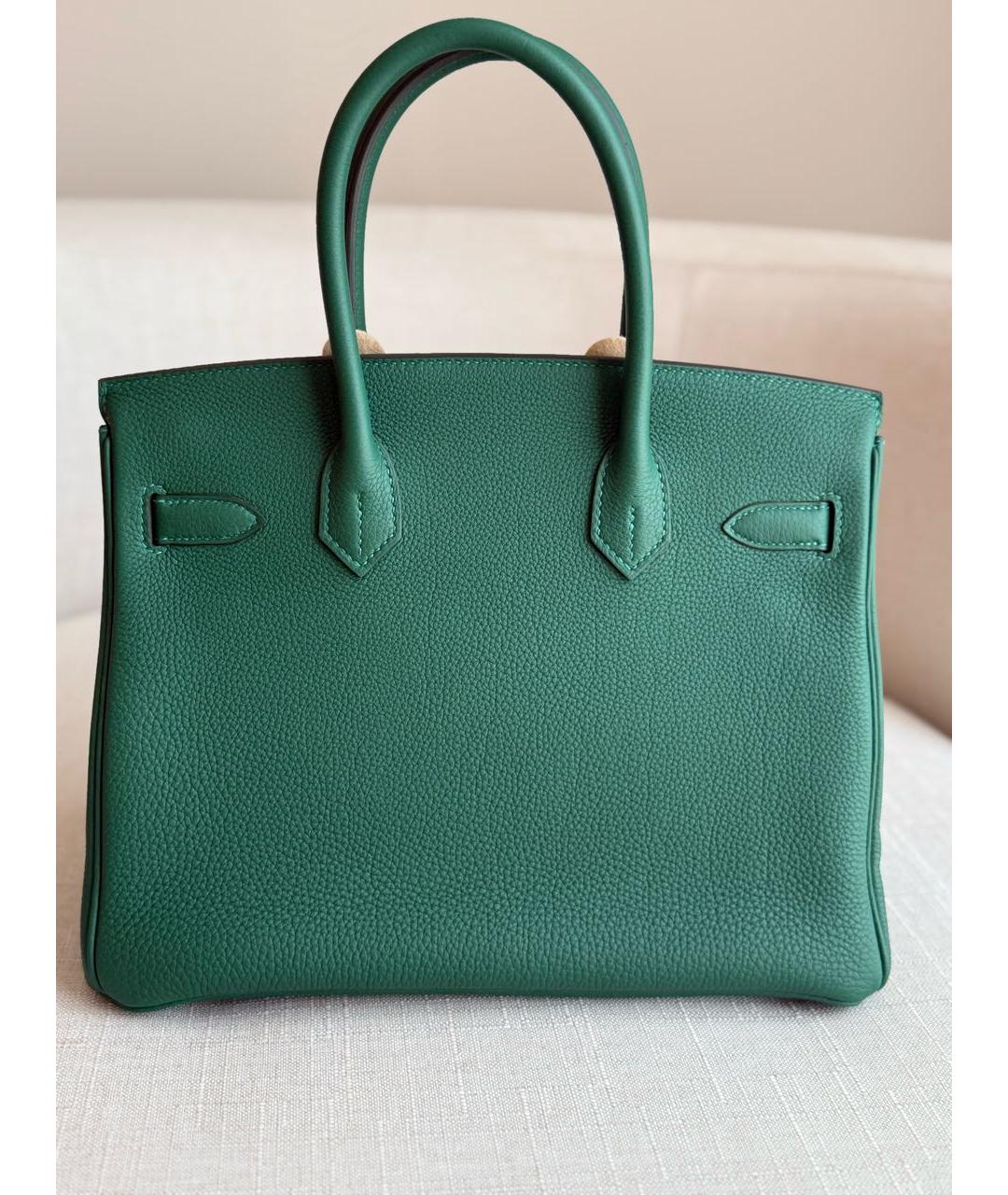 HERMES Зеленая кожаная сумка тоут, фото 4