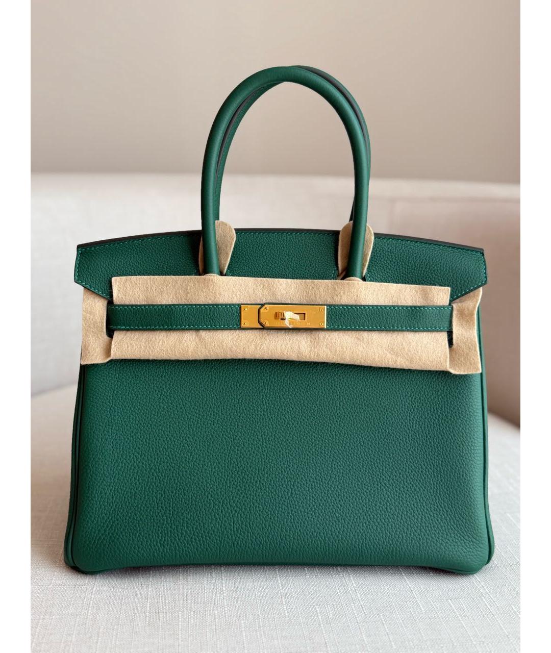HERMES Зеленая кожаная сумка тоут, фото 5