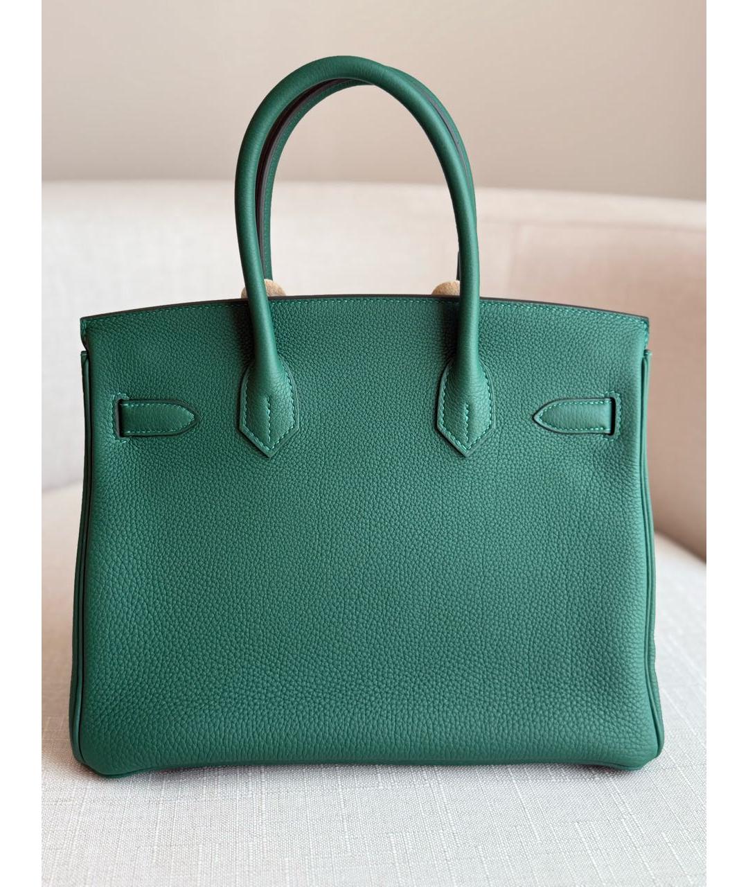 HERMES Зеленая кожаная сумка тоут, фото 3