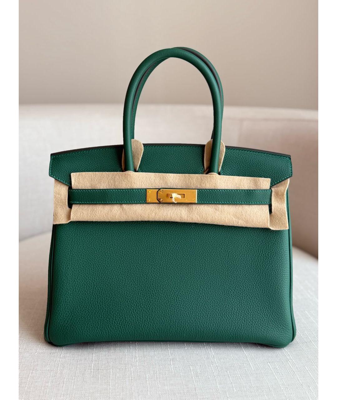 HERMES Зеленая кожаная сумка тоут, фото 2