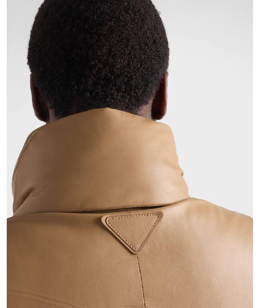 PRADA Бежевая кожаная куртка, фото 3