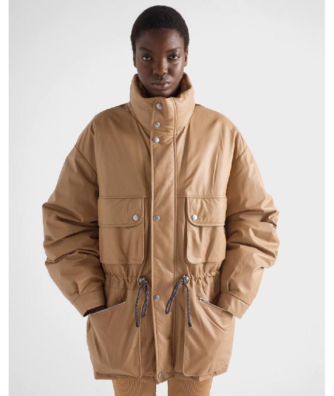 PRADA Бежевая кожаная куртка, фото 2