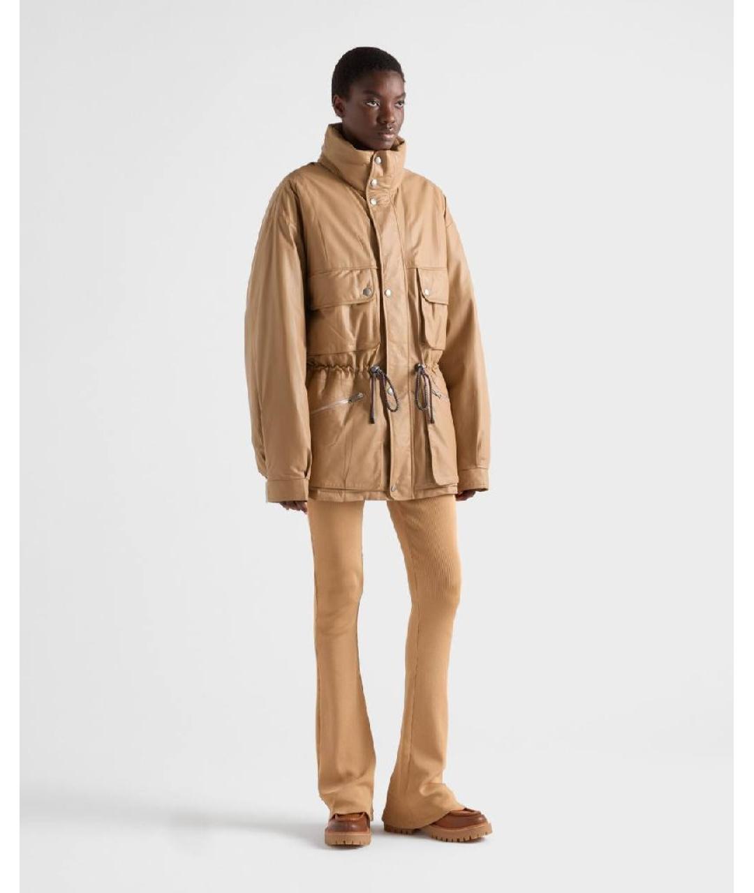 PRADA Бежевая кожаная куртка, фото 5