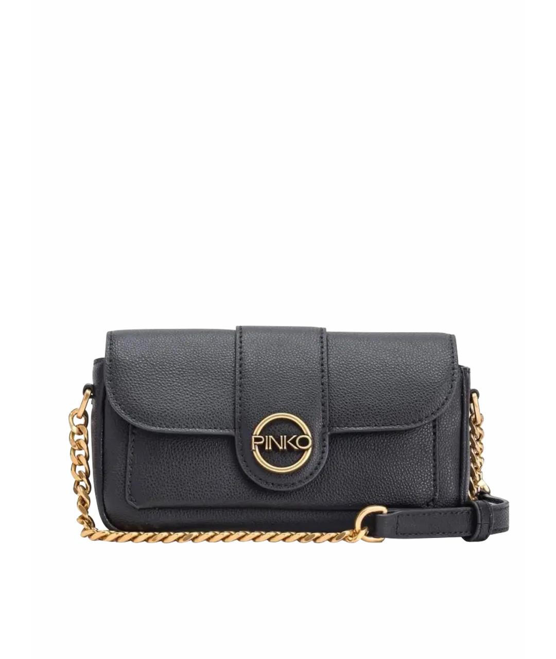 PINKO Черная кожаная сумка через плечо, фото 1