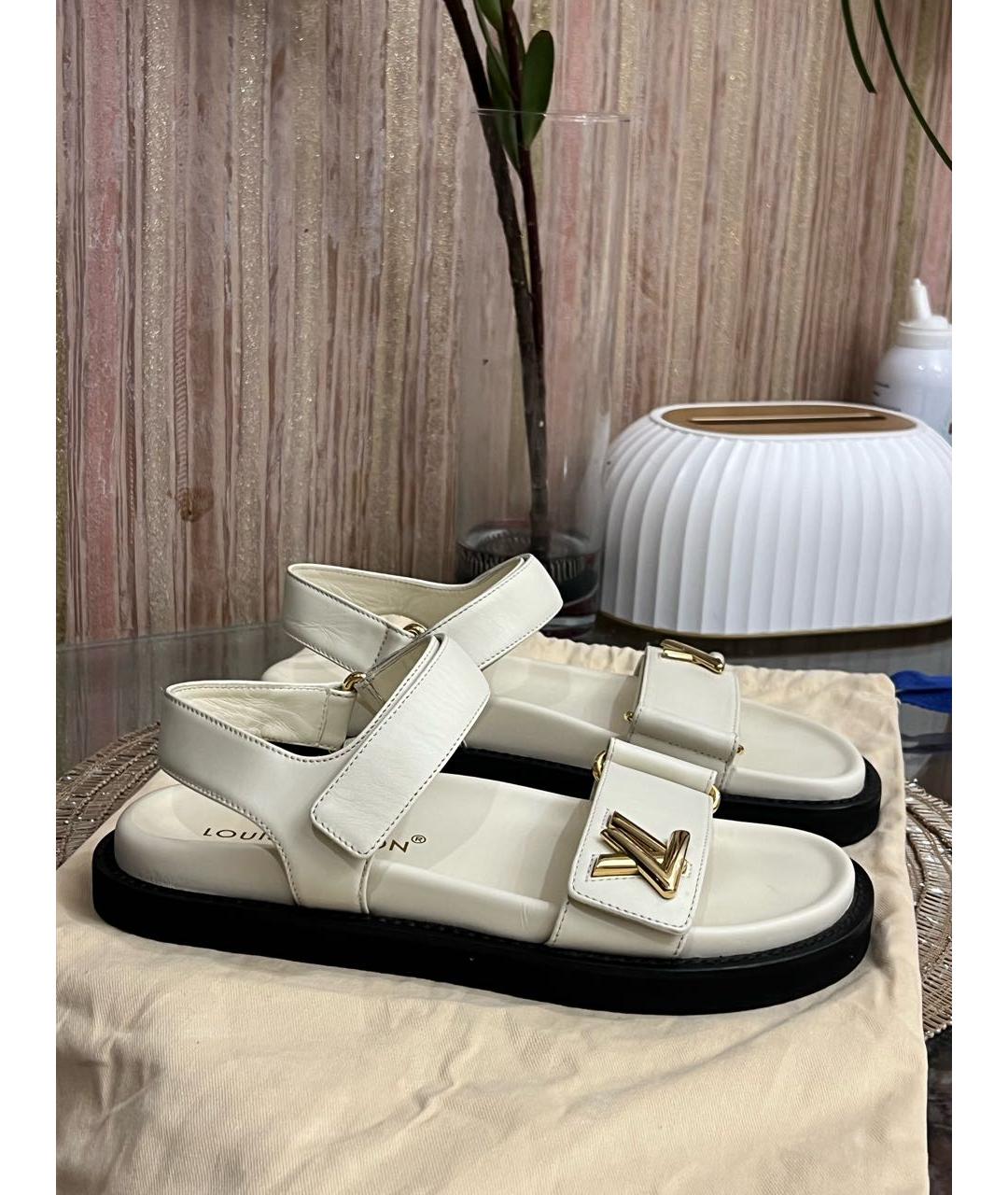 LOUIS VUITTON Белые кожаные сандалии, фото 5
